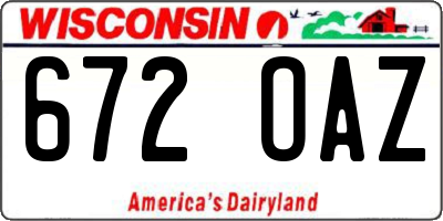 WI license plate 672OAZ
