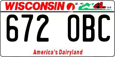 WI license plate 672OBC