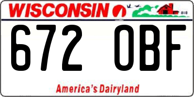 WI license plate 672OBF
