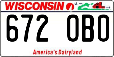 WI license plate 672OBO