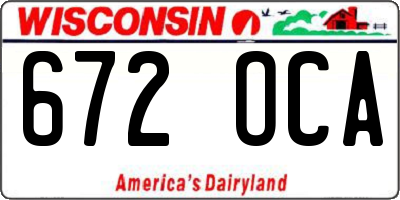 WI license plate 672OCA