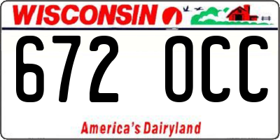 WI license plate 672OCC