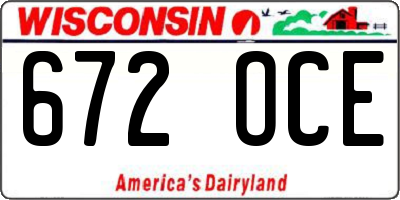 WI license plate 672OCE