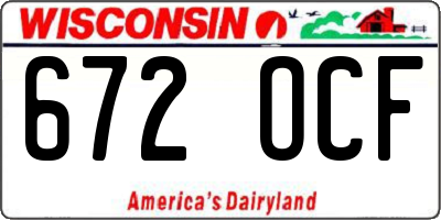 WI license plate 672OCF