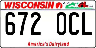 WI license plate 672OCL