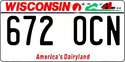 WI license plate 672OCN