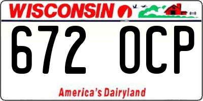 WI license plate 672OCP