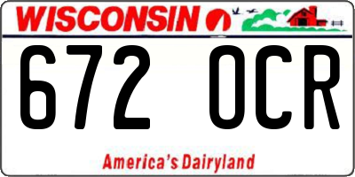 WI license plate 672OCR