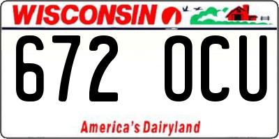 WI license plate 672OCU