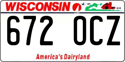 WI license plate 672OCZ