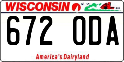 WI license plate 672ODA