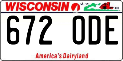 WI license plate 672ODE