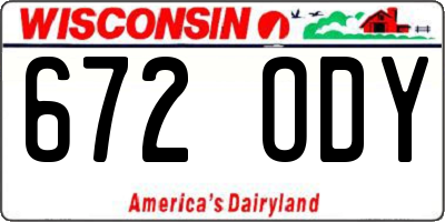 WI license plate 672ODY