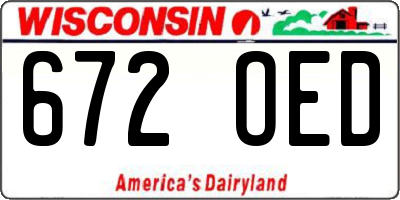 WI license plate 672OED