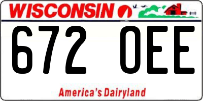 WI license plate 672OEE