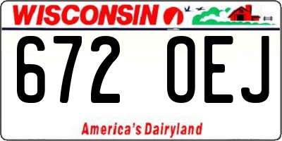 WI license plate 672OEJ