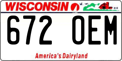 WI license plate 672OEM
