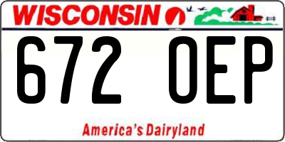 WI license plate 672OEP
