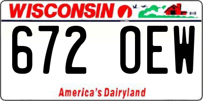 WI license plate 672OEW