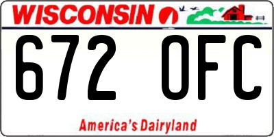 WI license plate 672OFC