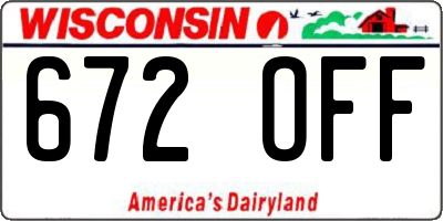WI license plate 672OFF
