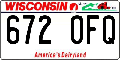 WI license plate 672OFQ