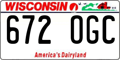 WI license plate 672OGC