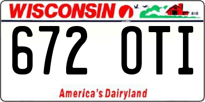 WI license plate 672OTI