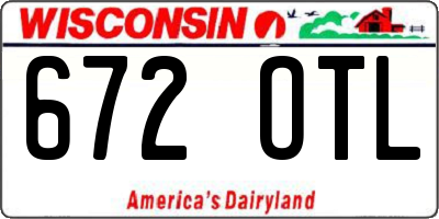 WI license plate 672OTL