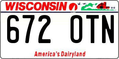 WI license plate 672OTN