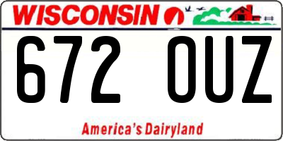 WI license plate 672OUZ
