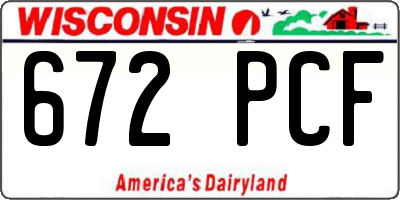 WI license plate 672PCF