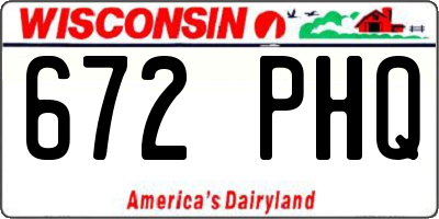 WI license plate 672PHQ