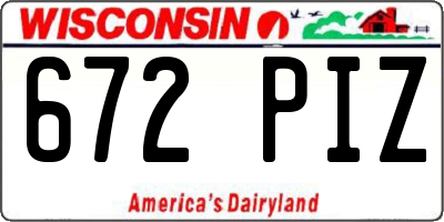 WI license plate 672PIZ