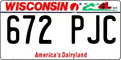 WI license plate 672PJC