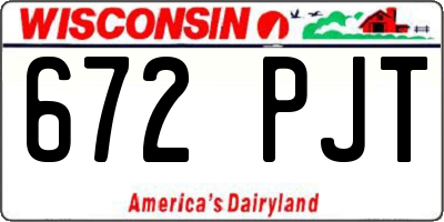 WI license plate 672PJT