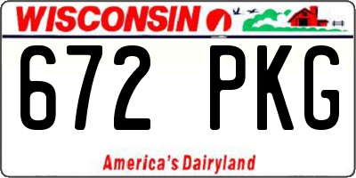 WI license plate 672PKG