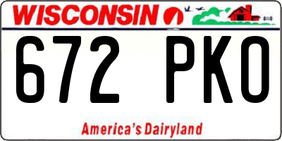 WI license plate 672PKO