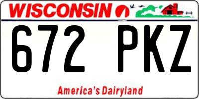 WI license plate 672PKZ