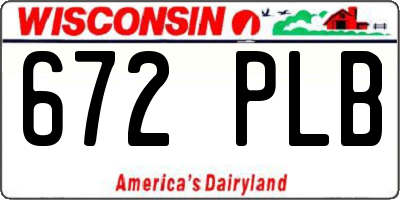 WI license plate 672PLB