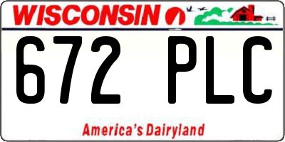 WI license plate 672PLC