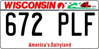 WI license plate 672PLF