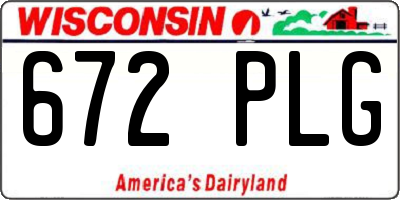 WI license plate 672PLG