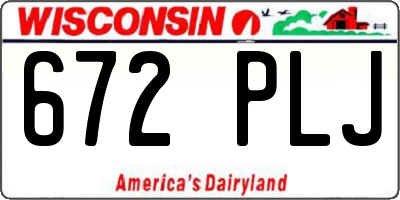 WI license plate 672PLJ