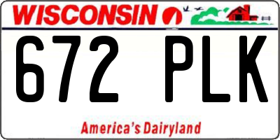 WI license plate 672PLK