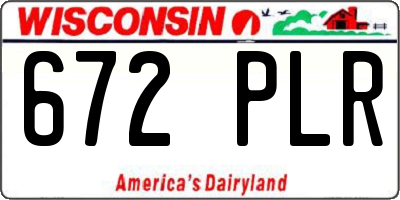 WI license plate 672PLR
