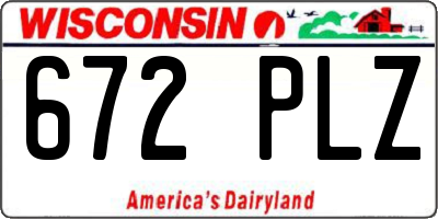 WI license plate 672PLZ