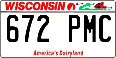 WI license plate 672PMC