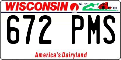 WI license plate 672PMS