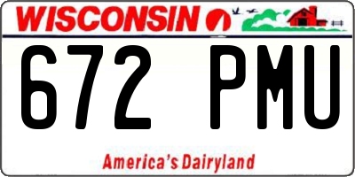 WI license plate 672PMU